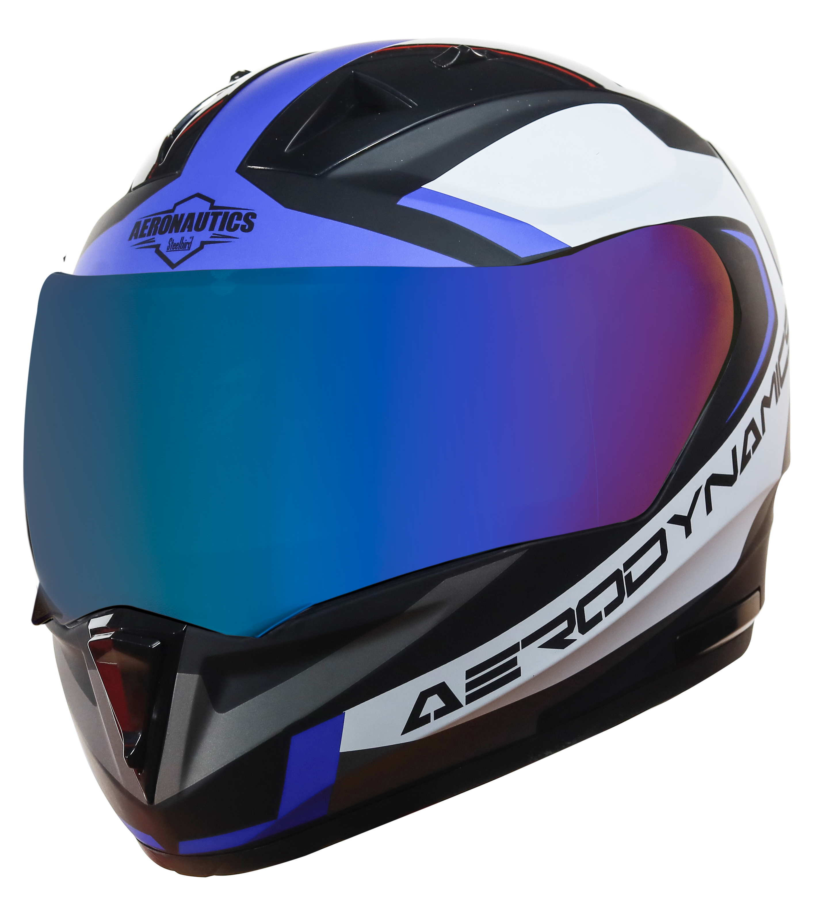 SA-1 Aerodynamics Mat Black With Blue(Fitted With Clear Visor Extra Blue Chrome Visor Free)